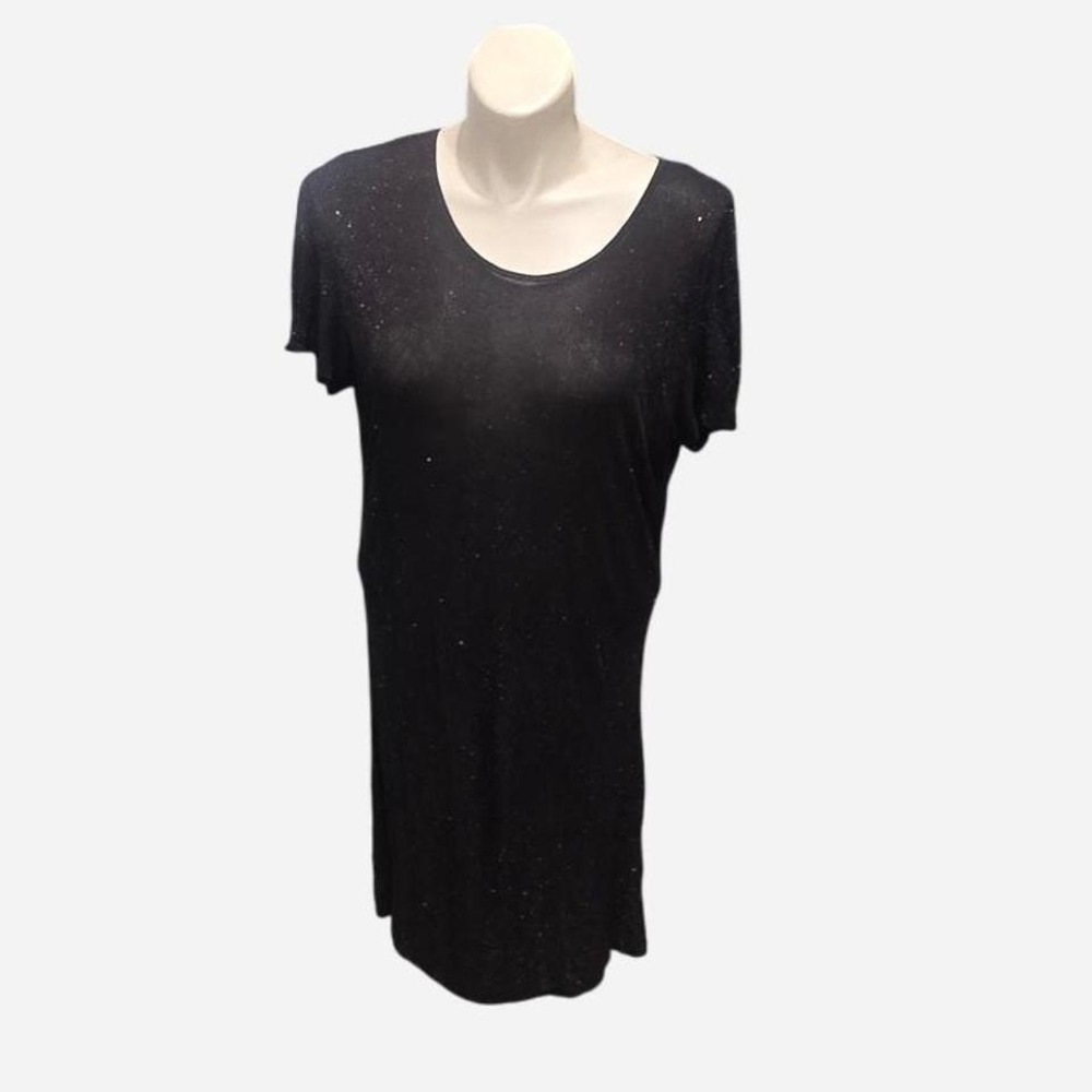 WOMENS VINTAGE PETITE BLACK SLINKY/SHIMMERY DRESS SIZE PETITE‎ LARGE
